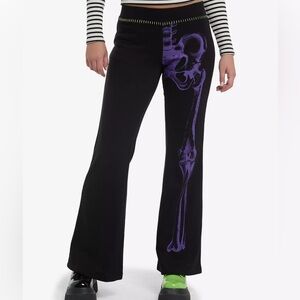Purple‎ Skeleton Stitch Flare Lounge Pants Hot Topic Halloween